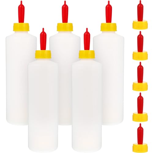 Yardwe Goat Feeding Bottles 5 Pack, 400 ml Lamb Feeding Bottles with Nipples, Plastic Livestock Milk Feeder for Baby Goats, Lambs and Calves