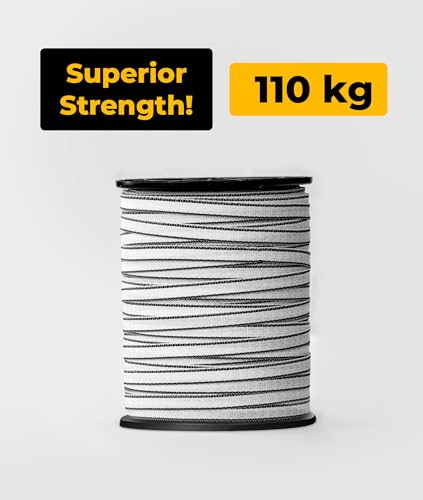 TRAE Electric Fence Polytape 656 Feet (200 Meters) | 5 Stainless Steel Strands for High Conductivity & Rust Resistance | 12mm UV-Resistant Electric Fence Tape for Horses, Livestock & Farm Use