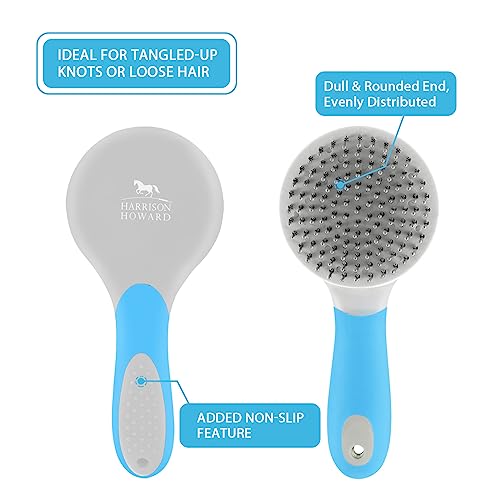 Harrison Howard Horse Mane and Tail Brush - Professional Grooming Brush, Equestrian Detangler, Non-Slip, Light Blue - color: Light Blue