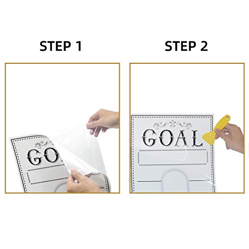 Goal Setting Fundrasing Thermometer - 48"x12" Dry Erase Self-Adhesive Goal Tracker - Poster Charts for Home, School and Office - color: White B