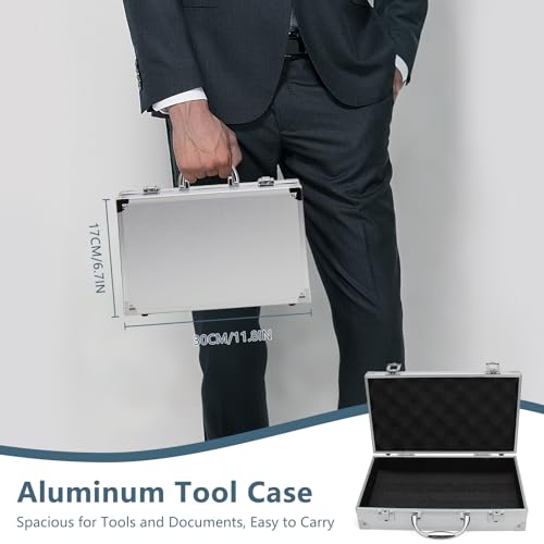 11.8 Inch Aluminum Tool Box Portable, Lockable Handle Portable Medicine Chest Organizer Aluminum Briefcases for Men Women-11.8x3.15x6.7in (30x8x17cm)