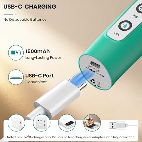 Colarlemo Milk Frother Handheld Rechargeable with Stand, Frother Wand Drink Mixer Electric Whisk for Coffee, Detachable With 3 Stainless Whisks, Hand Mixer for Lattes, Cappuccino, Matcha, Egg, Green - color: Green, style: with stand