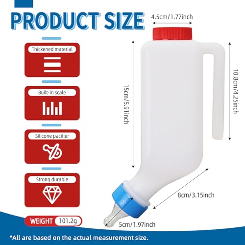 2PCS 800ml Lamb Feeding Bottle Goat Feeder Bottles Hang Upside Down Livestock Drinking Bottles for Goat Lamb Fawns Farm Livestock Supplie with Measurements