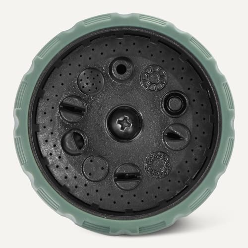 Amazon Basics Garden Hose Nozzle, 10 Spray Patterns, Metal with Rotating Head, Black