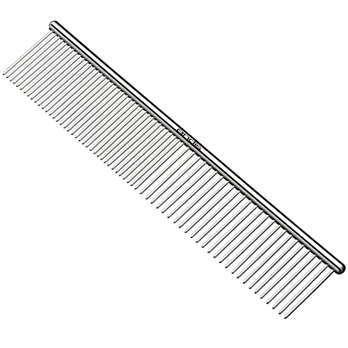 Andis 65730 Stainless-Steel Comb for Knots, Mats & Loose Hair Removal - Effective Dematting Tool, Comfortable, Lightweight, Portable & Safe for Dogs, Cats & Pets – Silver, 7-1/2-Inch - size: 7 1/2 Inch