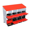 8-Compartment Chicken Nesting Box, Heavy Duty Galvanized Steel Poultry Nest Box, Wall Mount/Freestanding Design for Hens, Ducks, Backyard Homesteads & Farm Use, Red, No Stand - color: Red, size: 8 Room
