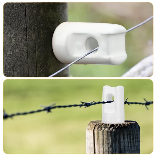 Blulu 25 Pack Ceramic Electric Fence Insulator Heavy Duty Ceramic Porcelain Lag Screw Insulator for Wooden Post Electrical Wire Ground Fencing Agricultural and Ranchers Supplies
