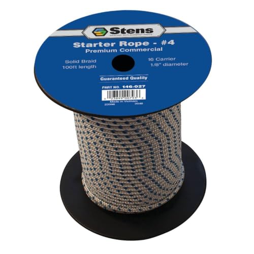 Stens 100' Solid Braid Starter Rope 146-027#4 Solid Braid | OEM replacement, for outdoor power equipment, 100' Length, 1/8 in Diameter, 146-027