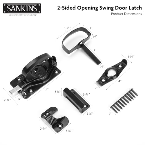 Gate Door Latch, Dual-Sided Operation, Heavy Duty Durable Gate Door Latches for Wooden, Vinyl, Metal Gates, Suitable for Inward and Outward Opening Gates, Enhanced Security with Lock, Black