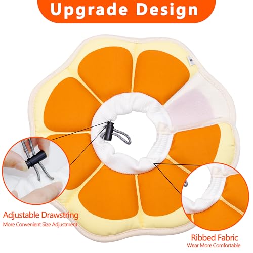 Soft Adjustable Cat Cone Collar, Comfortable Cat Recovery Collar | Suitable for Various Types of Cats,Elizabethan Neck Protective Collar for Cats After Surgery (Orange, Medium) - color: Orange, size: Medium