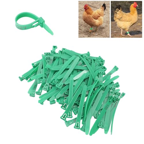 100pcs Chicken Leg Bands Rubber Chicken Identification Leg Bands Adjustable Duck Leg Bands Fadeless Numbered Poultry Chicken Identification Leg Tags for Farm Turkey Duck Chicken - color: Green