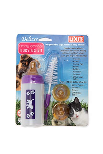 Lixit® Nursing Bottle Kits for Hand Feeding Puppies, Kittens, Guinea Pigs, Ferrets, Rabbits, Raccoons, Squirrels and Other Pets - Made in USA (4 Ounce, 1 Pack) - size: 4 Ounce
