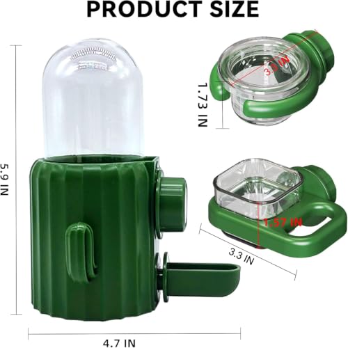 3Pcs Bird Water Dispenser Bird Cage Feeder Accessories for Parakeet | Plastic,Green,Automatic,Installation,Washable,Detachable,with two bird feeders,for Parrots, Cockatiels, Finches, Budgies - color: Green