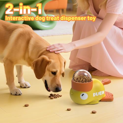Dog Interactive Treat Dispenser Toy Food Puzzle Slow Feeder Duck-Shaped Dog Puzzle Feeders for Small Medium Dogs Cats IQ Training Reduces Bloating for Healthy Eating (Yellow) - color: YELLOW