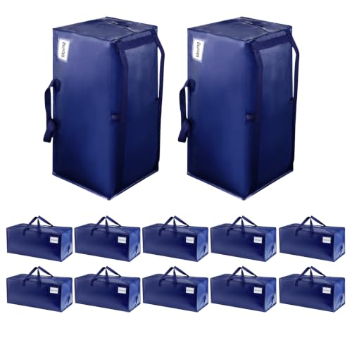 VENO 12 Pack Moving Bags w/Backpack Straps, Heavy Duty, Moving Boxes Alternative, Packing Supplies, Large Storage Totes for Dorm Room Essentials with Zipper for Clothes (Blue, 12 Pack) - color: Blue, size: 12 Pack
