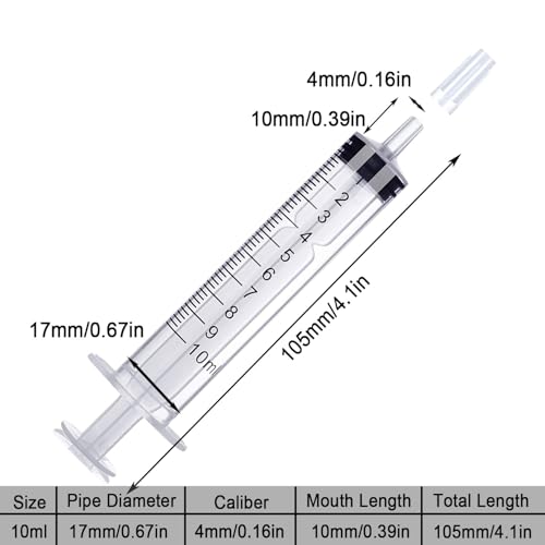 10ml Syringe for Liquid, 10cc Syringes Without Needle, Individually Wrapped, Pack of 12 - size: 10ml