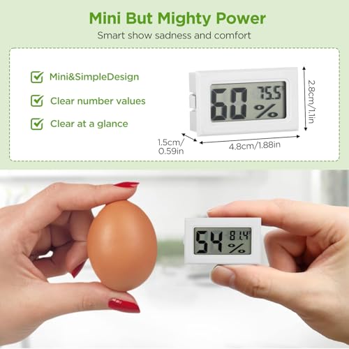12 Pack Mini Hygrometer Digital Electronic Temperature Humidity Meters Gauge Indoor Thermometer Hygrometer LCD Display Fahrenheit (℉) for Guitar Case,Greenhouse, Garden, Cellar, Closet (White)