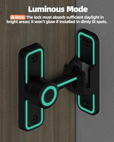 90/180 Degree Heavy Duty Barn Door Lock, Glow Black, 2 Pack | Thickened Zinc Alloy, Anti-Corrosion Coating, 3mm Spacer, Left Or Right Installation, For Sliding Doors, Shed And Bathroom - color: Luminous Black-2PCS