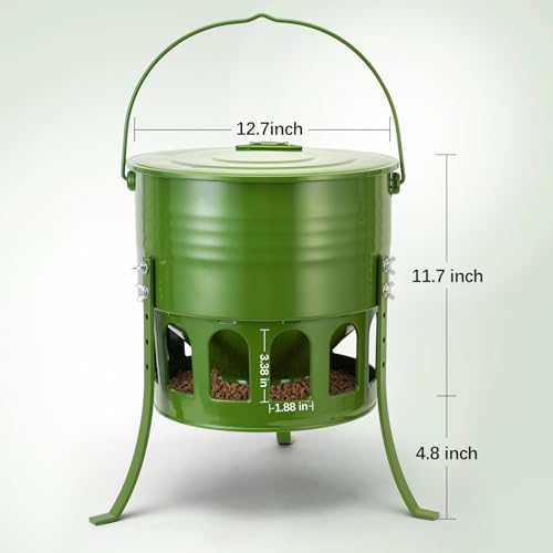 Tgeyd Metal Chicken Feeder, 20lb Large Chicken Feeder with 12 Feeding Ports | Durable Metal Construction, Clean Modern Look, 4 Adjustable Height Settings, Easy Assembly for Backyard Chicken Keeping