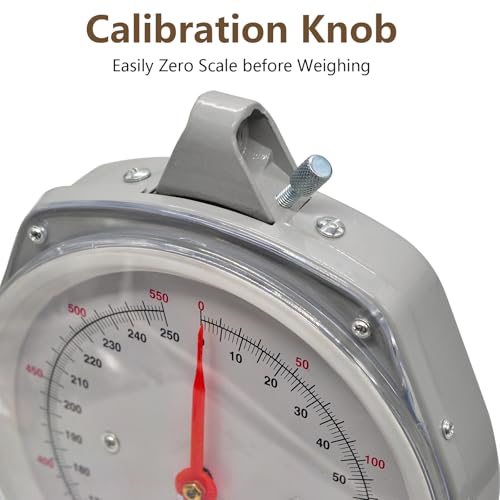 Hanging Spring Dial Scale, Fish Scales Digital Weight, 550lbs/250kg Capacity, Big Game Scale, Mechanical Kitchen Weighing Large Food Scale with 2 S-Hooks for Fishing Hunting Luggage - size: 550 lbs