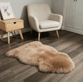 AOGELAN Shaggy Fur Area Rug, Genuine New Zealand Sheepskin Rug, Soft Fur Prayer Pup Carpet Mat, Single Pelt 2ft x 3ft Light Brown | Natural Fluffy Fuzzy Sheepskin Fur Area Rug,Chair Sofa Seat Cover,Living Room,Bedroom,Pets Dogs Mat,Pray Pup Mat,Yoga Mat -