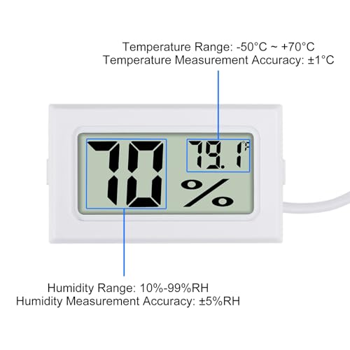 3Pcs Fahrenheit Thermometer Hygrometer Mini Digital with Probe Electronic Temperature Humidity Gauge Meters Indoor LCD Display for Humidors,Greenhouse,Garden,Incubator Reptile Terrarium