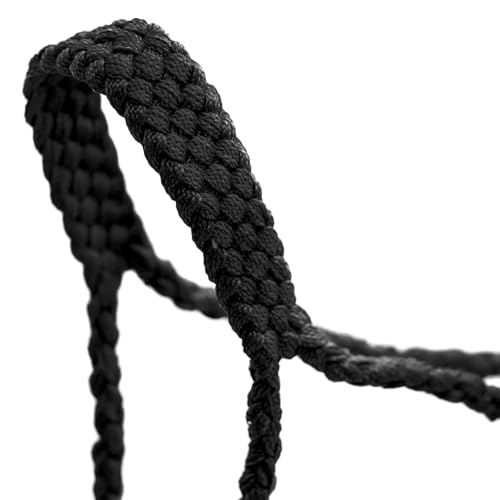 Jeffers Equine Braided Mule Tape Halter with 10' Detachable Lead Rope Set for Horses, 14 to 18 Hands - Stylish Design with Adjustable Poll Strap, Easy to Use Western Tack - Black - color: Black