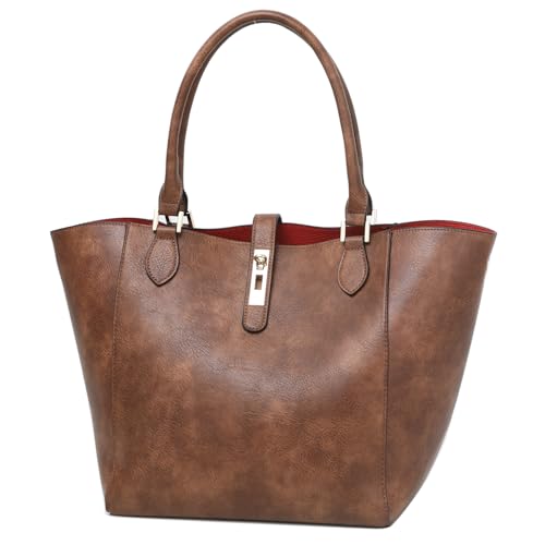 sqlp Large Work Tote Bag for Women Big Bucket Purses Designer Handbags - color: Brown