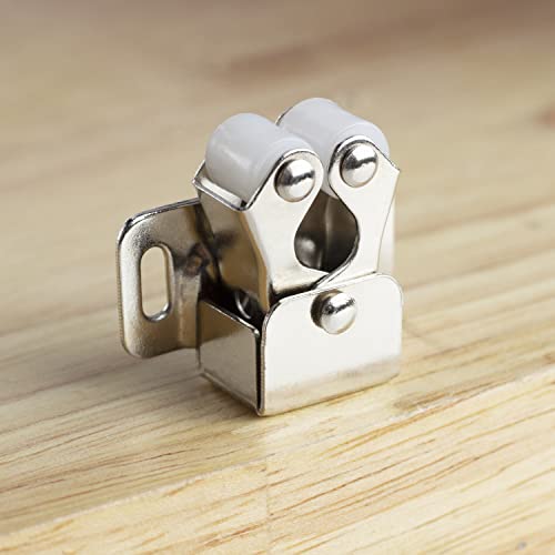 Keenkee Cabinet Latch Double Roller Catch, Nickel, 2 PCS | Cupboard Closet Cabinet Door Latches and Catches Hardware - color: Nickel 2ps