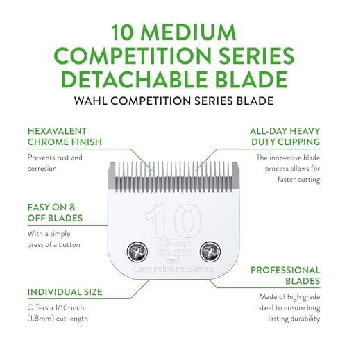 Wahl Professional Animal Competition Blade, 2358-100, 10 | Medium, Detachable Blade with 1/16 in Cut Length - size: 10