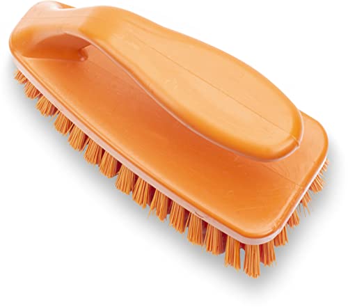 SPARTA Scrub Brush with Iron Shaped Handle and Stiff Bristles, Heavy Duty Scrubber Brush for Kitchen, Bathroom, Shower, Tile, Sink, Carpet and Bakepans, Polypropylene, 6 Inches, Orange - color: Orange, size: 6 Inches (Pack of 1)