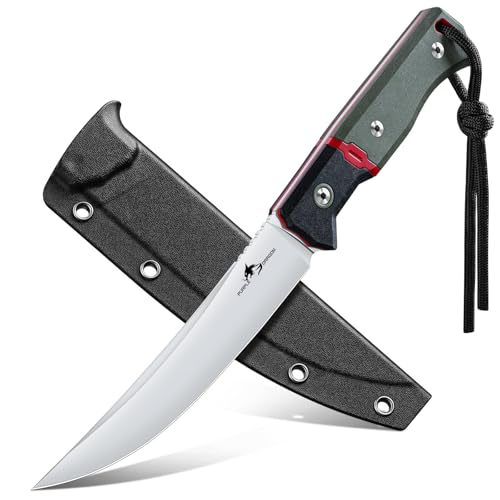 Purple Dragon Outdoor Knife for Boning - Trailing Point Boning Knife Green | Forged from a Single Piece of D2 Steel, Full Tang G10 Handle, Gift Box - size: 5.7 inch