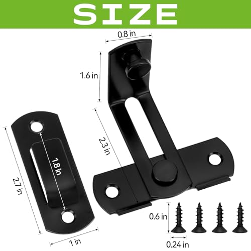 Barn Door Lock, 90 Degree Flip Latch, Angle Door Latch Buckle, Gate Latch for Barn, Pantry, Sliding Door, Pet Door, 201 Stainless Steel Gate Hardware Black