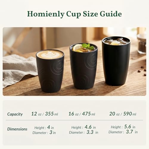 Homienly Kitchen Cups 20oz Wheat Straw Cups-6 pcs Lightweight cups Unbreakable & Reusable Glassware Set Stackable for Party,Camping,Picnic-Black - color: Black, size: 20 Ounces
