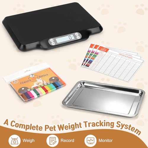 Digital Pet Growth Scale for Weight Tracking, Baby & Pet Scale for Kittens, Puppies, Cats and Small Dogs, 40g–30kg / 66lb Range, LED Display with Hold Function, Pet Tray & Record Card - color: Pet Scale Pro