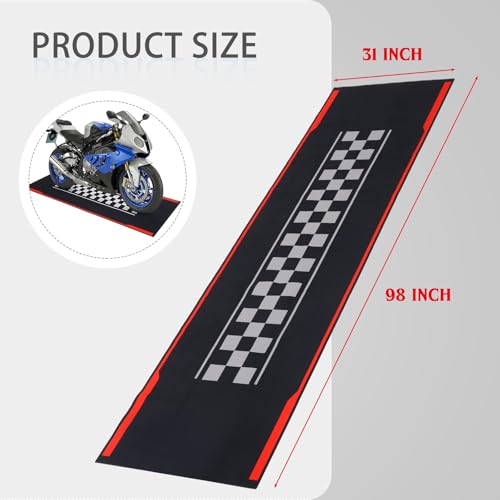 Drydiet Motorcycle Mat Garage Floor Rug Washable Parking Mats for Garage Floors Non Slip Oil Absorbent Pad Rubber Backing Layer Protects Floor(Track Style,98 x 31 Inch) - size: 98 X 31 Inch, style: Track Style