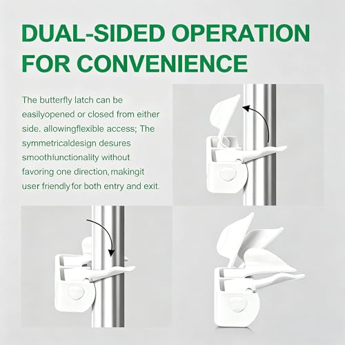 Wall Mount Butterfly Latch 1-3/8" to 1-5/8", Gate Fork Lock with Padlock Hole, Chain Link Fence Parts, Gate Fork Latch,Chain Link Fence Gate Latching Hardware (White) - color: White