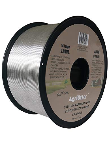 Aluminum Electric Fence Wire for Garden Fence, Electric Fence, Chicken Wire Fence, Craft Wire, 1/4 Mile(400M) 14 Gauge (2.0 mm.) (0.079inch)