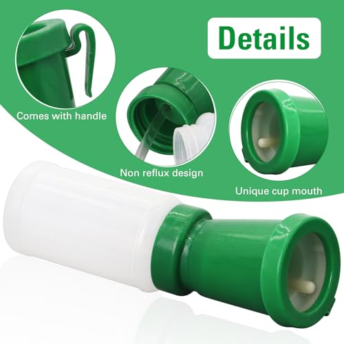 2 Pack Teat Dip Cup Non-Return Teat Dipper Nipple Cleaning Disinfection Cup | Non Reflow Dip Cup Reusable Squeeze Bottle Design Leak-Proof Pre Milking Teat Dipper for Cow Sheep Goat Cattle (Green) - color: green