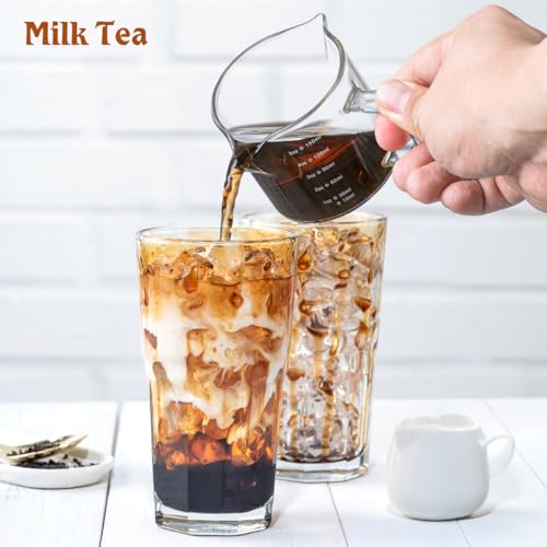 Luxshiny Transparent Milk Cup Multi-Function Creamer Pitcher Measuring Cup with Spout for Coffee Tea Milk Pudding Household Kitchen Accessory 3.93 X 2.75 X 2.55 in