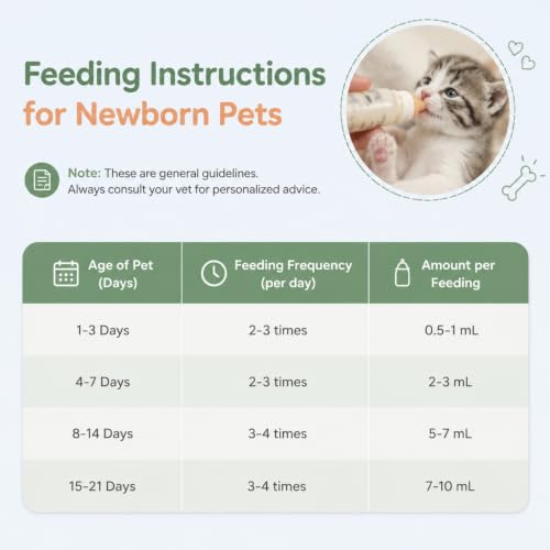 Pet Nursing Kit, Kitten Bottle Feeding Set with Silicone Nursing Nipples, Liquid Syringes, Formula Dispenser, Measuring Cup & Cleaning Brush for Newborn Puppies, Kittens & Other Small Animals