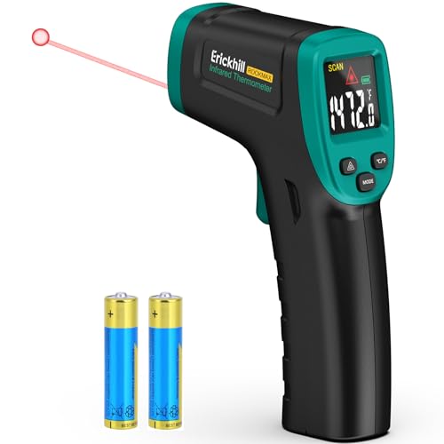 ROOKMAX Infrared Thermometer Gun, Non-Contact Laser, Adjustable Emissivity, Color LCD, -58°F to 1472°F (-50°C to 800°C), for HVAC, Cooking & BBQ, Automotive, Freezer - Dark Green - color: Color LCD