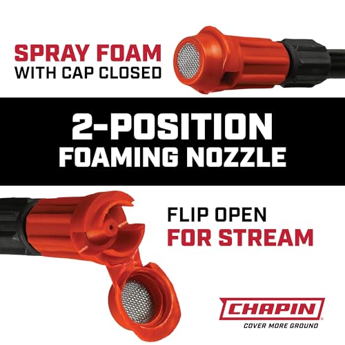 CHAPIN 1-Gallon Pump Sprayer, Foaming Nozzle for Visible Coverage, 2 Pack | Foaming nozzle improves coverage for weeds, pests and fertilizers; 12-in wand, palm-grip shut-off and reinforced hose - size: 2-Gallon