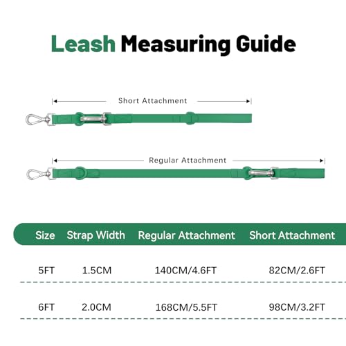 Waterproof Dog Leash with Poop Bag Holder, 5FT/6FT Adjustable Length with 2 Swivel Hooks, Odor-Free & Easy-Clean Dog Lead for Large Medium Small Dogs - color: Dark Green, size: 5FT - 3/5inch Width