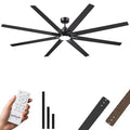 Newday 84Inch Large Industrial Ceiling Fan with Light Remote, Reversible DC | 8-blade, 6-speed with timer, 3CCT dimmable LED, silent high airflow, 3 downrods for living room, patio, garage, gazebo - size: 84 Inch