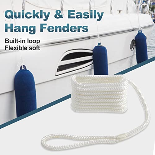 TetherTite Boat Dock Lines 5/8 Inch 20/25/30 Ft,Double Braided Nylon Boat Dock Lines with Loop, Mooring Line Marine Rope (1/4“*5‘) - size: 1/4“*5‘