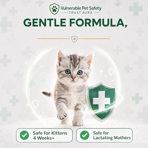 Liquid Dewormer for Cats & Kittens, Pyrantel Pamoate Oral Suspension, Removes Roundworm, Hookworm Broad Spectrum, with 1ml Dosing Syringe (50ml)