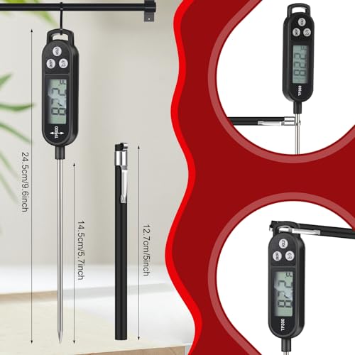 Copkim 6 Pcs Food Thermometer Instant Read Probe BBQ,Black | Waterproof Stainless Probe, Accurate Temperature Reading, Meat Grilling Baking Water Milk Yogurt Cooking Kitchen BBQ - color: Black