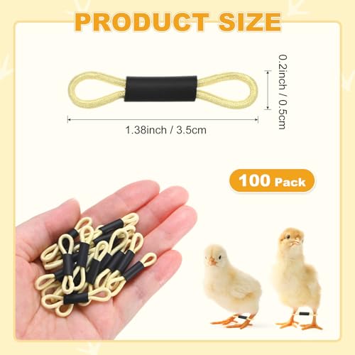 M METERXITY 100-Pack Adjustable Chick Leg Bands, 1.38" x 0.2" Polyester Chicken Leg Brace for Chicks/Ducks/Birds [Light Yellow] Poultry Leg Bands - color: Light Yellow