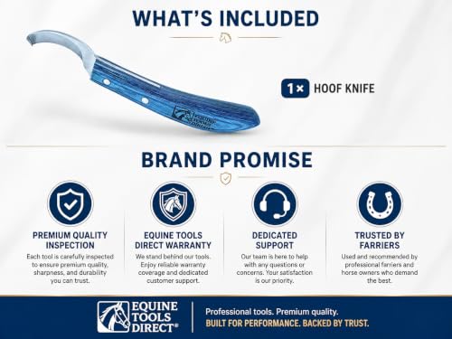 Right-Hand Curved Blade Hoof Knife, J2 420 Magnetic Stainless Steel Blade, Ergonomic Blue Handle, Farrier Horse Hoof Trimming Tool for Sole & Frog Paring - style: Right-Handed